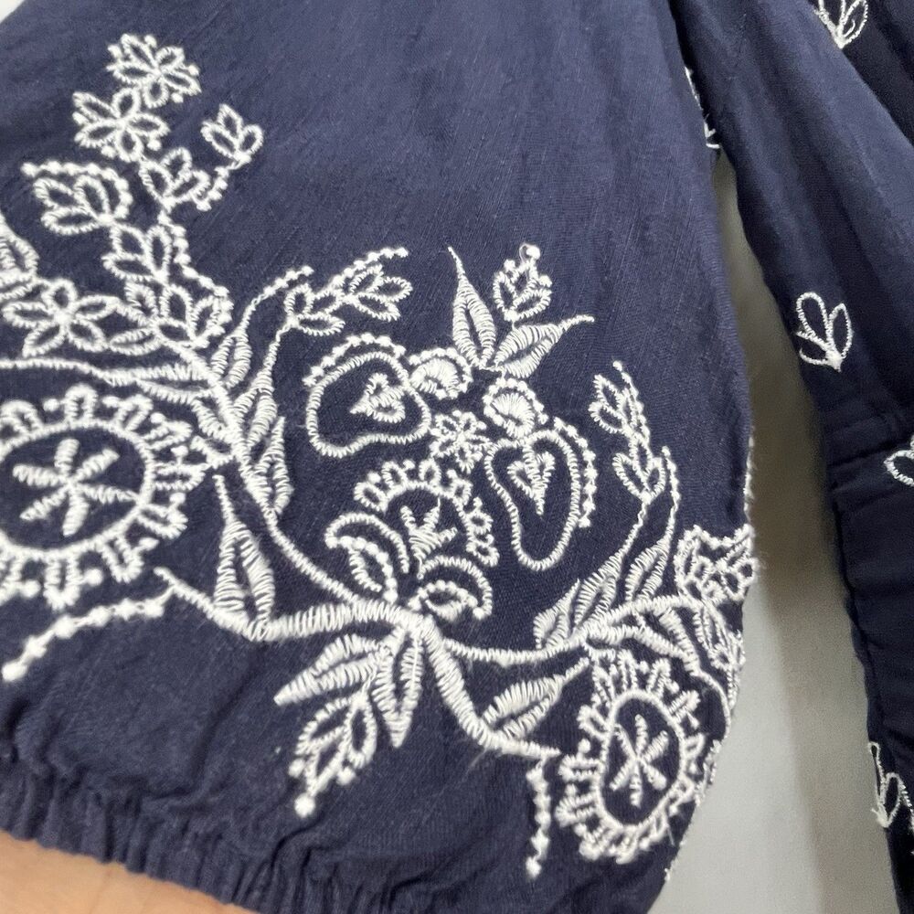 Farm Rio Anthropologie Linen Blend Pineapple Embroidered jumpsuit S - Picture 5 of 15